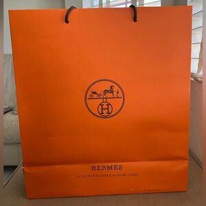 Authentic Hermès Orange Logo Shopping Bag